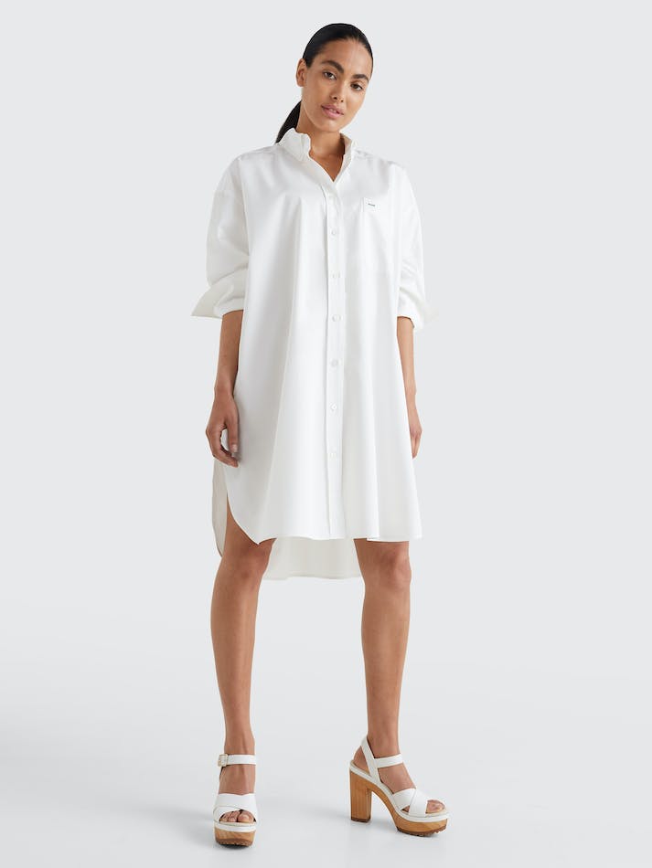 Tommy Hilfiger Icons Oversized Shirt Women's Dress White | tBdC12XdrWQv