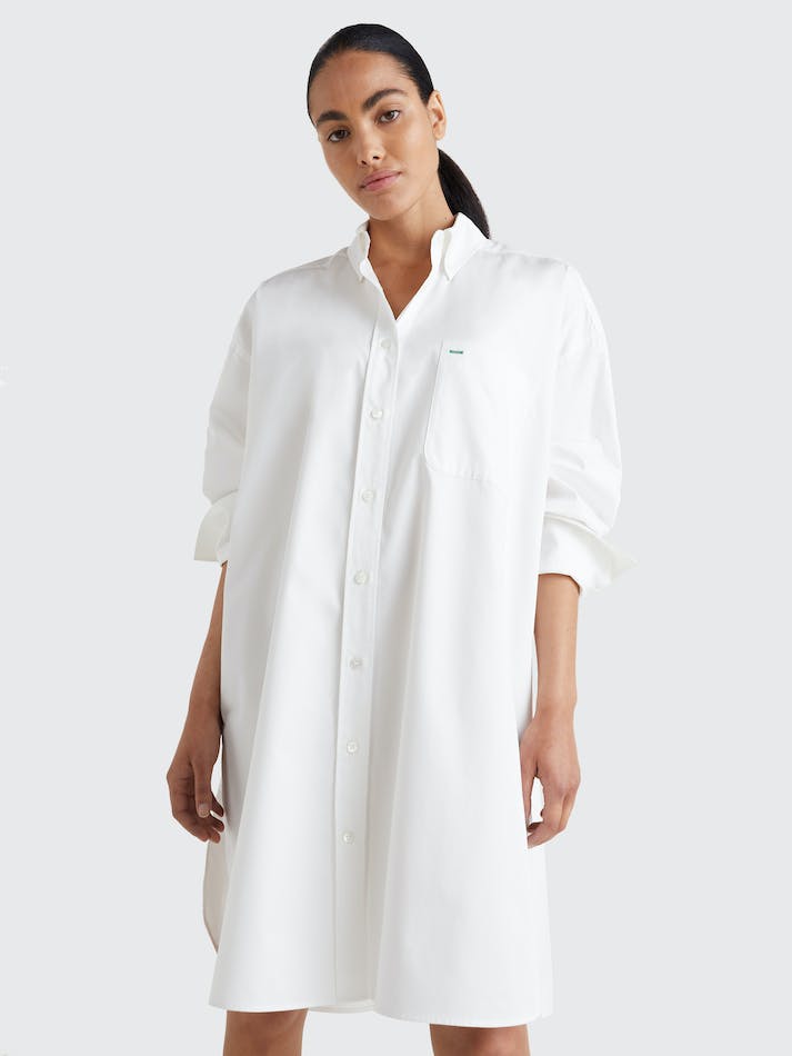 Tommy Hilfiger Icons Oversized Shirt Women's Dress White | tBdC12XdrWQv