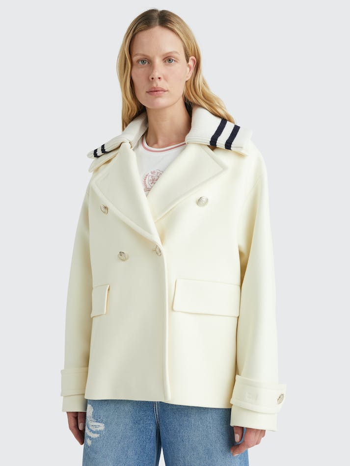 Tommy Hilfiger Icons Relaxed Fit Women's Coats White | fZblU1x45znF