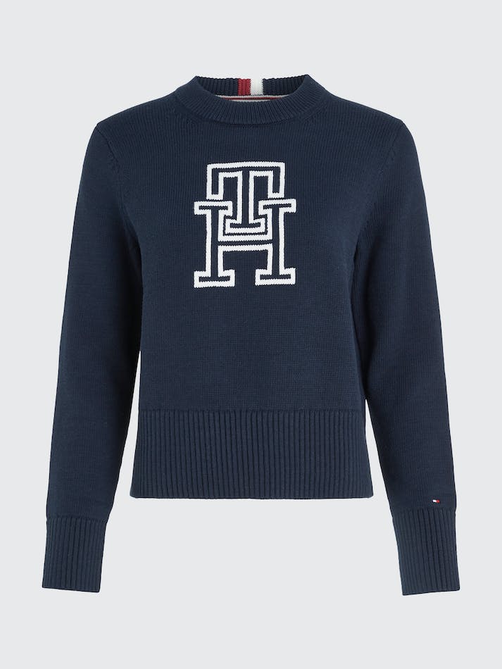 Tommy Hilfiger Intarsia Crew Neck Women's Jumpers Blue | M7FHpsFpubBA