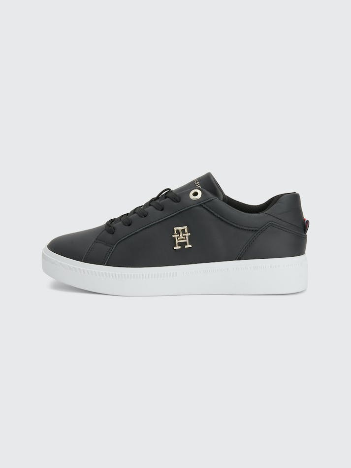 Tommy Hilfiger Leather Court Women's Sneakers Black | S1kddjVqtU9v