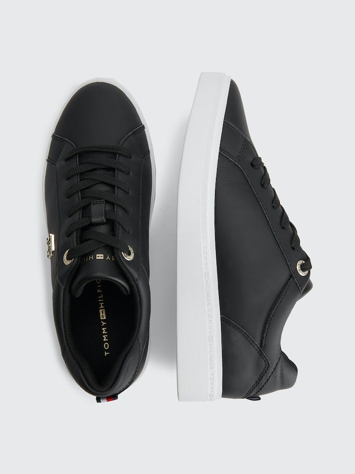 Tommy Hilfiger Leather Court Women's Sneakers Black | S1kddjVqtU9v