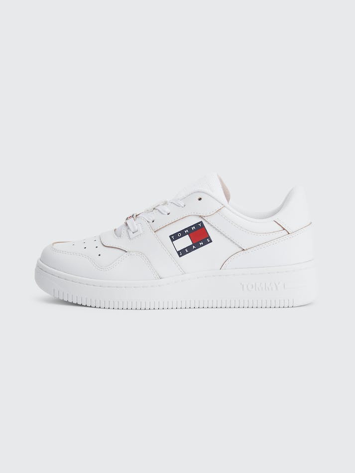 Tommy Hilfiger Leather Cupsole Basketball Women's Sneakers White | KQ4AgTIKFiOg