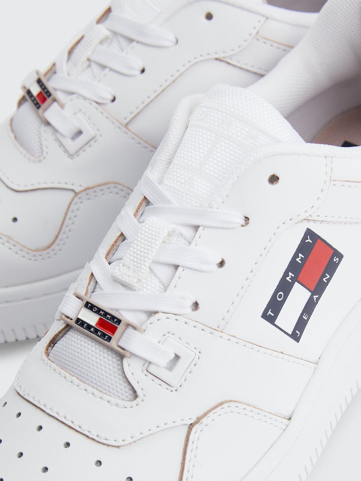 Tommy Hilfiger Leather Cupsole Basketball Women's Sneakers White | KQ4AgTIKFiOg