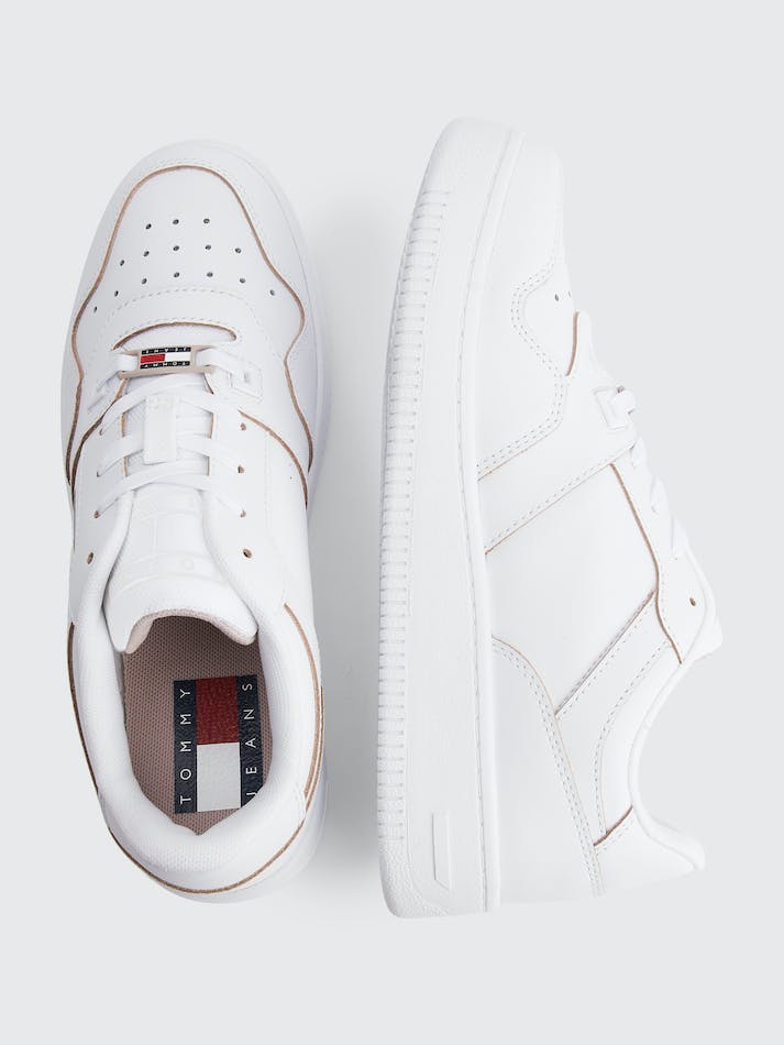 Tommy Hilfiger Leather Cupsole Basketball Women's Sneakers White | KQ4AgTIKFiOg