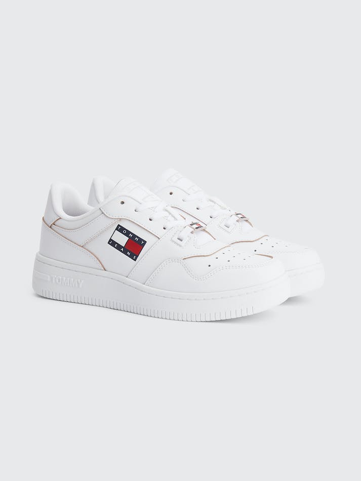 Tommy Hilfiger Leather Cupsole Basketball Women\'s Sneakers White | KQ4AgTIKFiOg