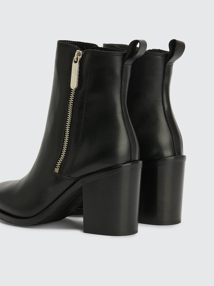 Tommy Hilfiger Leather Zip-Up Block Heel Ankle Women's Boots Black | YyCgY8QBDjva