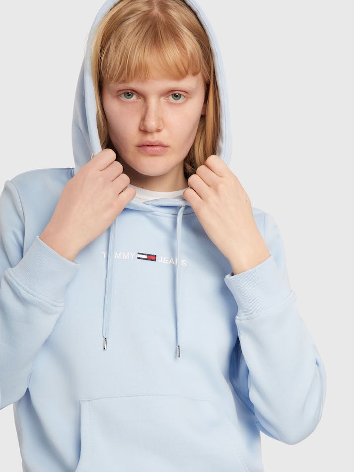 Tommy Jeans Linear Logo Women's Hoodie Blue | 1IUkMUu2KKHr