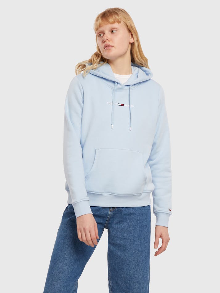 Tommy Jeans Linear Logo Women\'s Hoodie Blue | 1IUkMUu2KKHr