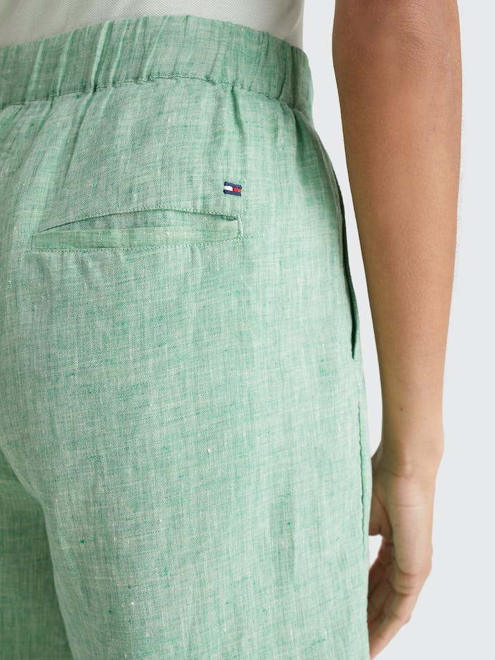 Tommy Hilfiger Linen Pleated Pull-On Women's Shorts Green | VNUenioPx8Vo