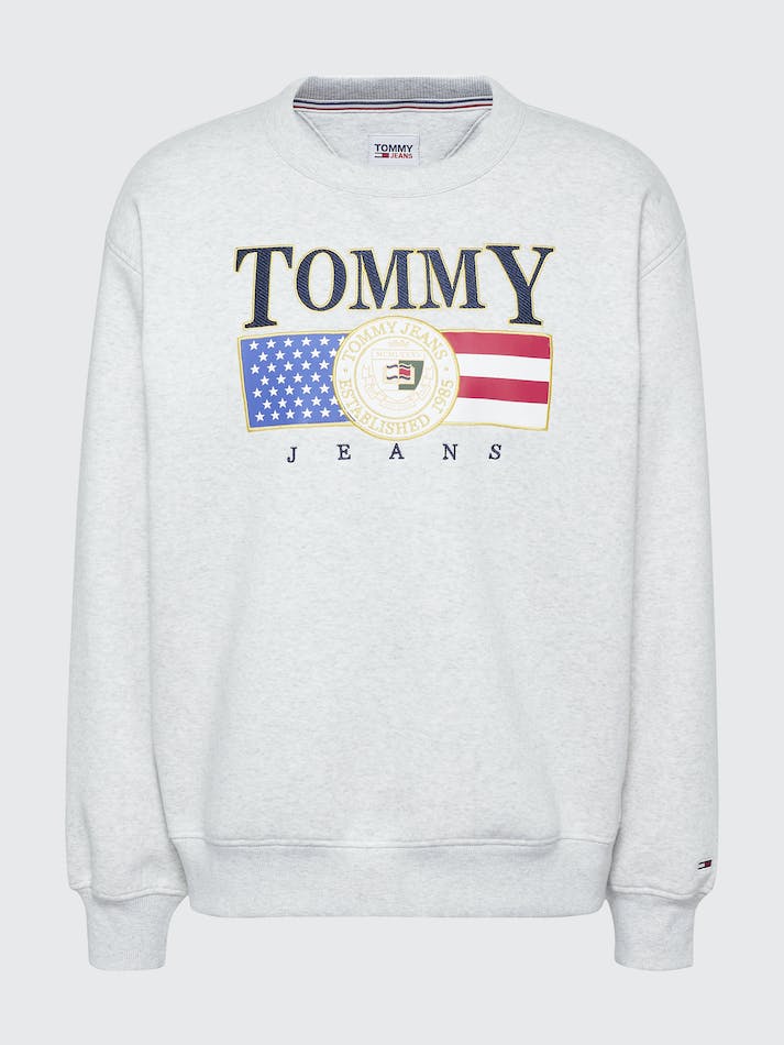 Tommy Jeans Logo Applique Relaxed Fit Women's Sweatshirt Silver Grey | Q1ZXykU5Wlpf