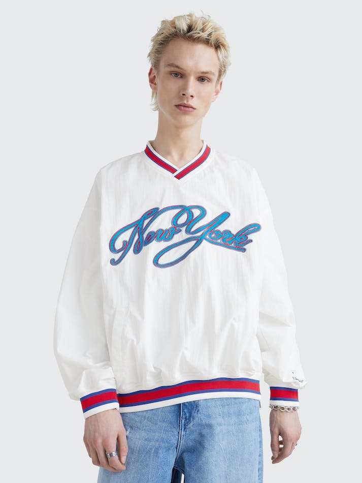 Tommy Jeans Logo Dual Gender Varsity Unisex Jumpers White | u3oa8Lz8x46y