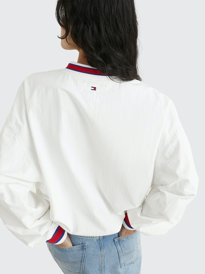 Tommy Jeans Logo Dual Gender Varsity Unisex Jumpers White | u3oa8Lz8x46y