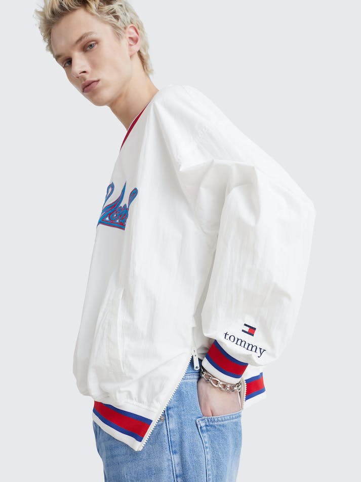 Tommy Jeans Logo Dual Gender Varsity Unisex Jumpers White | u3oa8Lz8x46y