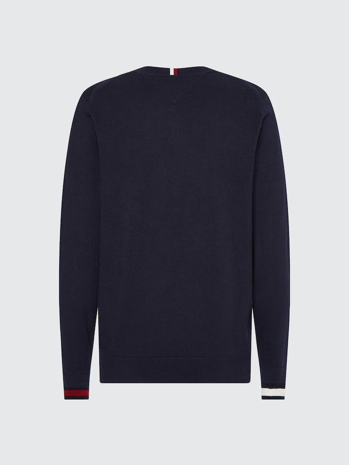 Tommy Hilfiger Logo Embroidery Crew Neck Men's Jumpers Black | gWDvBehJzq91