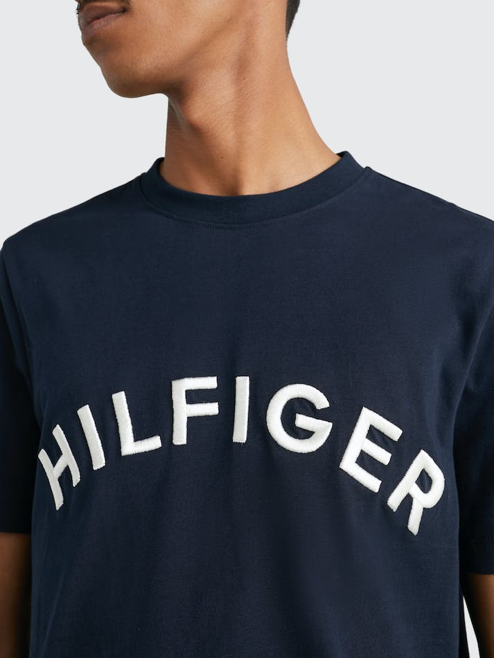 Tommy Hilfiger Logo Embroidery Men's T Shirts Blue | C2tuR8QwHhlx