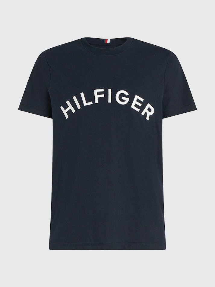 Tommy Hilfiger Logo Embroidery Men's T Shirts Blue | C2tuR8QwHhlx