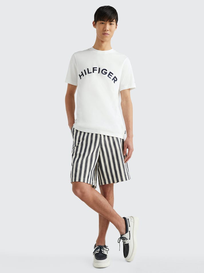 Tommy Hilfiger Logo Embroidery Men's T Shirts White | 6YnPqblxDYlF