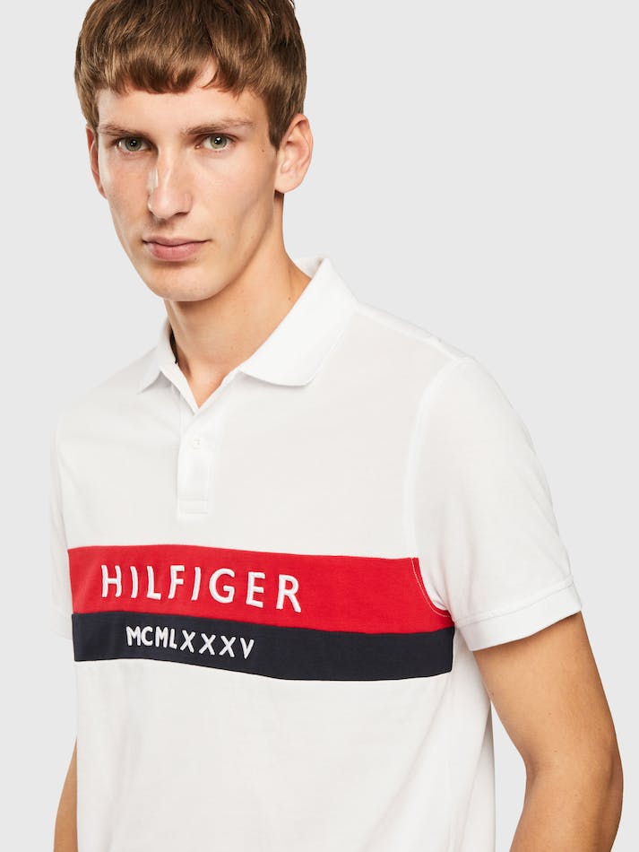 Tommy Hilfiger Logo Embroidery Regular Fit Men's Polo Shirts White | 5rzp3iYzGk5d