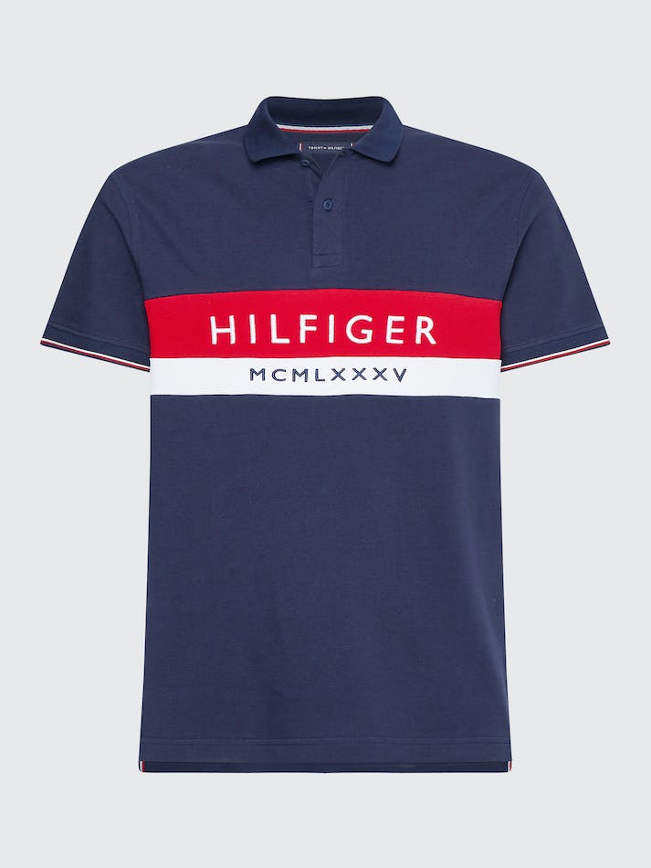 Tommy Hilfiger Logo Embroidery Regular Fit Men's Polo Shirts Blue | bhZLdxSYACPo