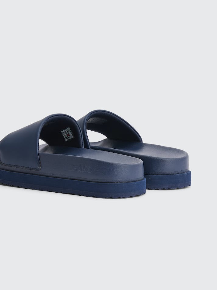 Tommy Hilfiger Logo Flatform Pool Women's Slides Navy | nHgu07DOLqDy