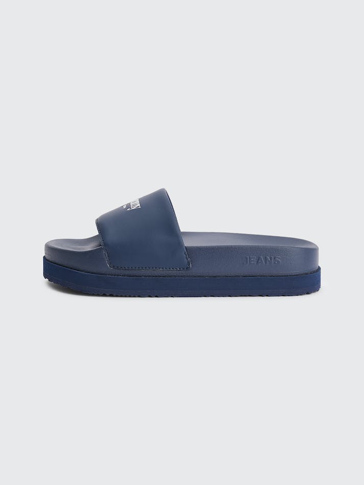 Tommy Hilfiger Logo Flatform Pool Women's Slides Navy | nHgu07DOLqDy