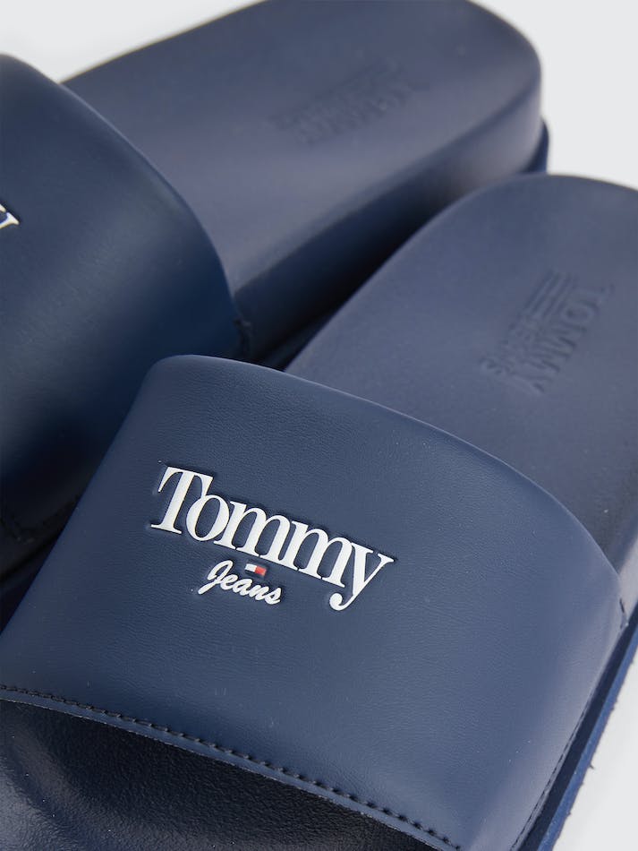 Tommy Hilfiger Logo Flatform Pool Women's Slides Navy | nHgu07DOLqDy