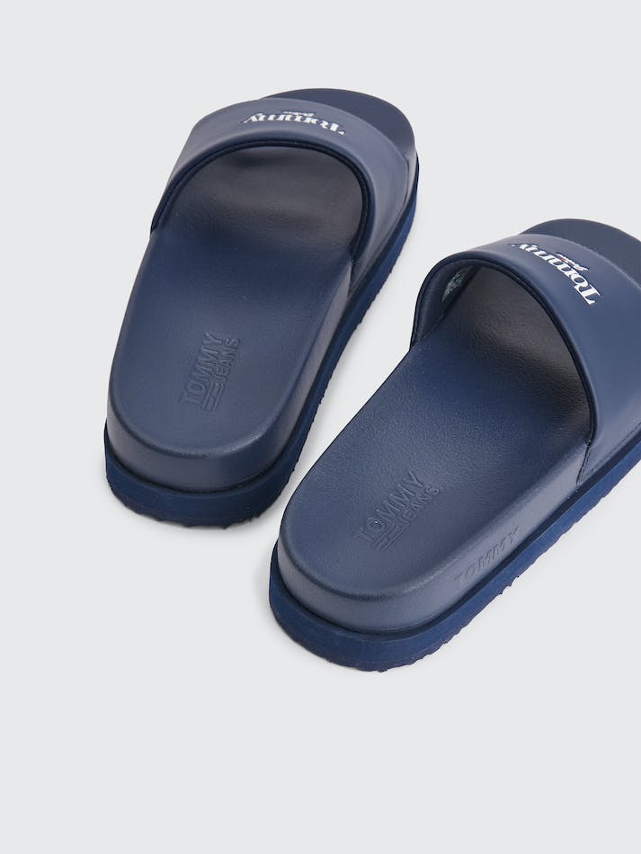 Tommy Hilfiger Logo Flatform Pool Women's Slides Navy | nHgu07DOLqDy