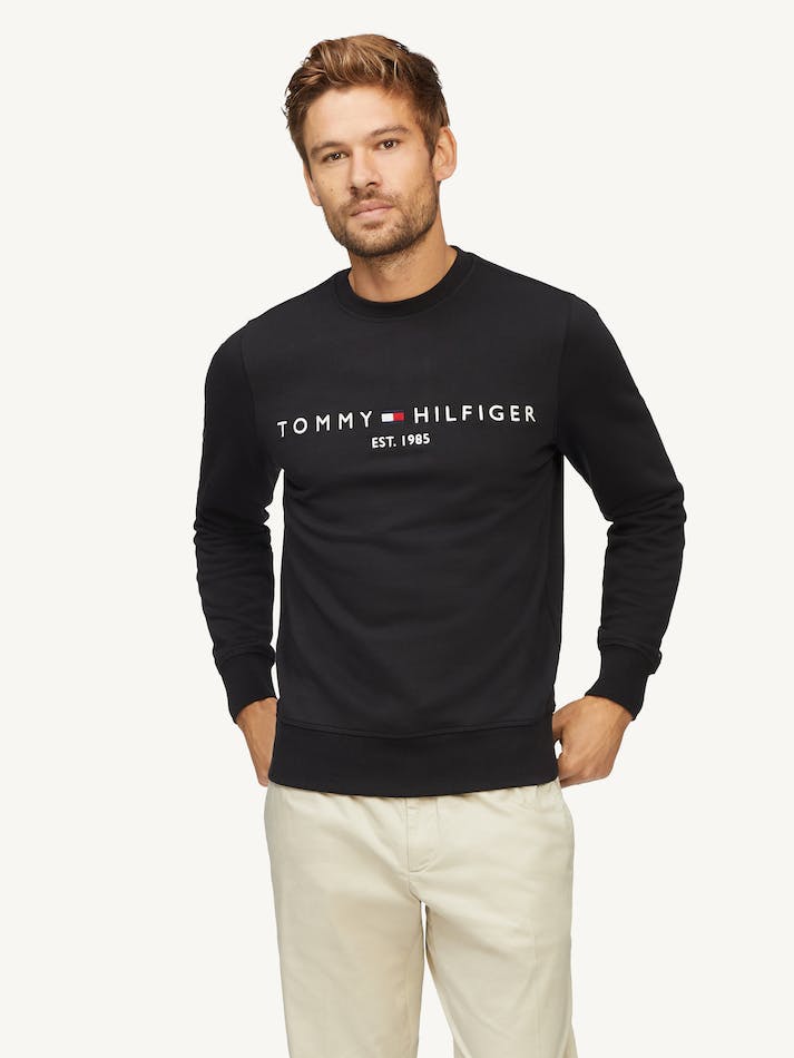 Tommy Hilfiger Logo Men\'s Sweatshirt Black | TMp60WVc9LoA