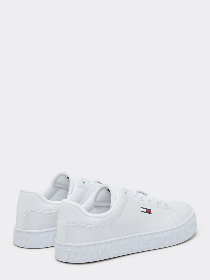 Tommy Jeans Logo Midsole Leather Women's Sneakers White | YxlRWCwHT9FW