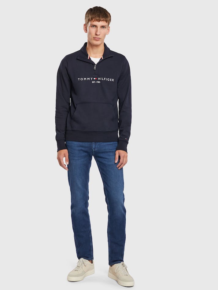 Tommy Hilfiger Logo Mockneck Men's Jumpers Blue | ay93kKCgCZ1K