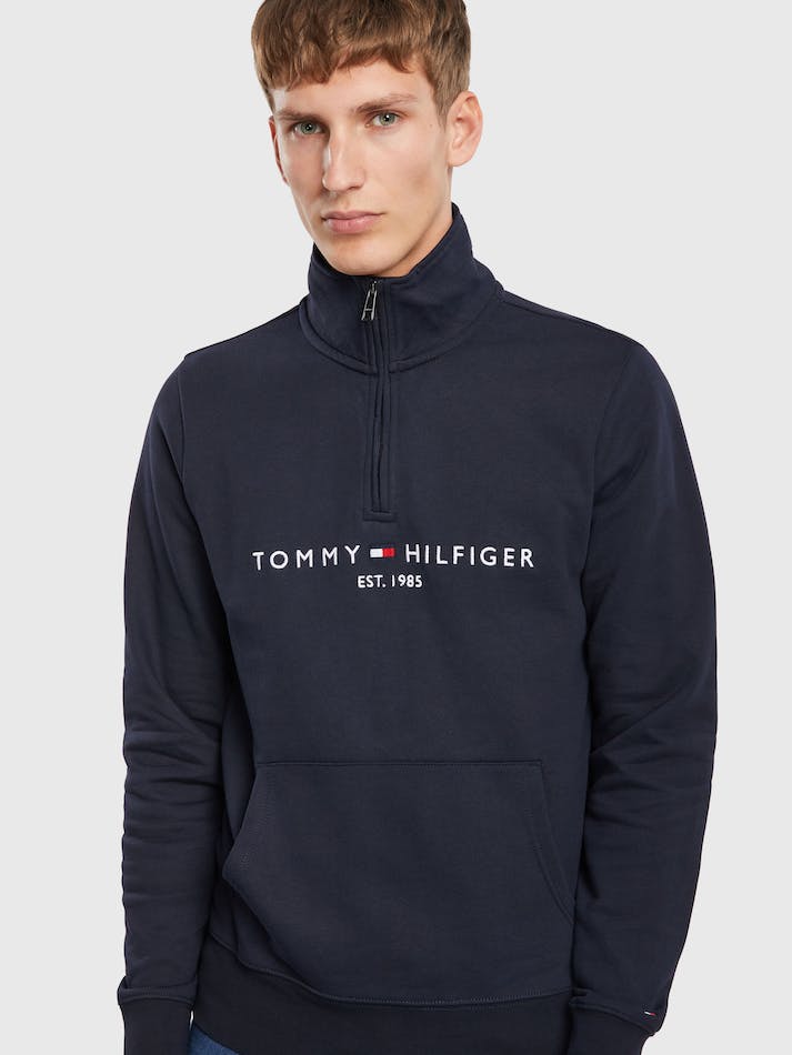 Tommy Hilfiger Logo Mockneck Men's Jumpers Blue | ay93kKCgCZ1K