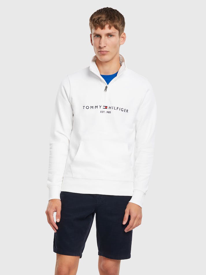 Tommy Hilfiger Logo Mockneck Men\'s Jumpers White | ghX8CczKQ8KB