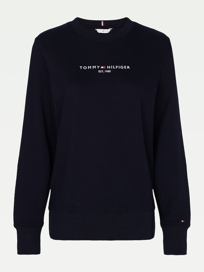 Tommy Hilfiger Logo Organic Cotton Crew Neck Women's Sweatshirt Blue | OBOyq3ta9DEb