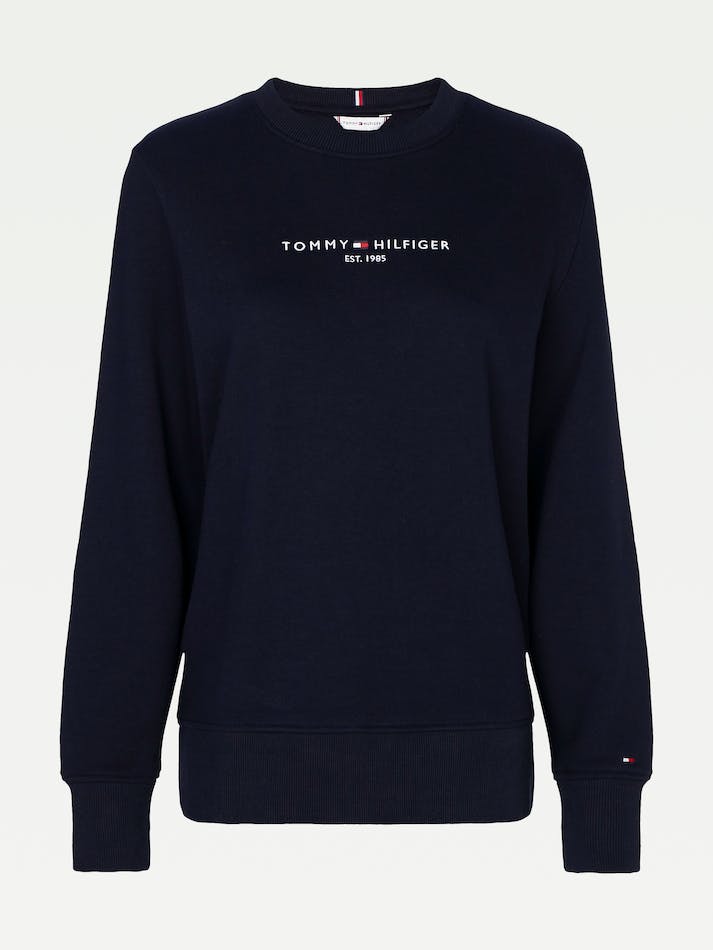 Tommy Hilfiger Logo Organic Cotton Crew Neck Women's Sweatshirt Blue | OBOyq3ta9DEb