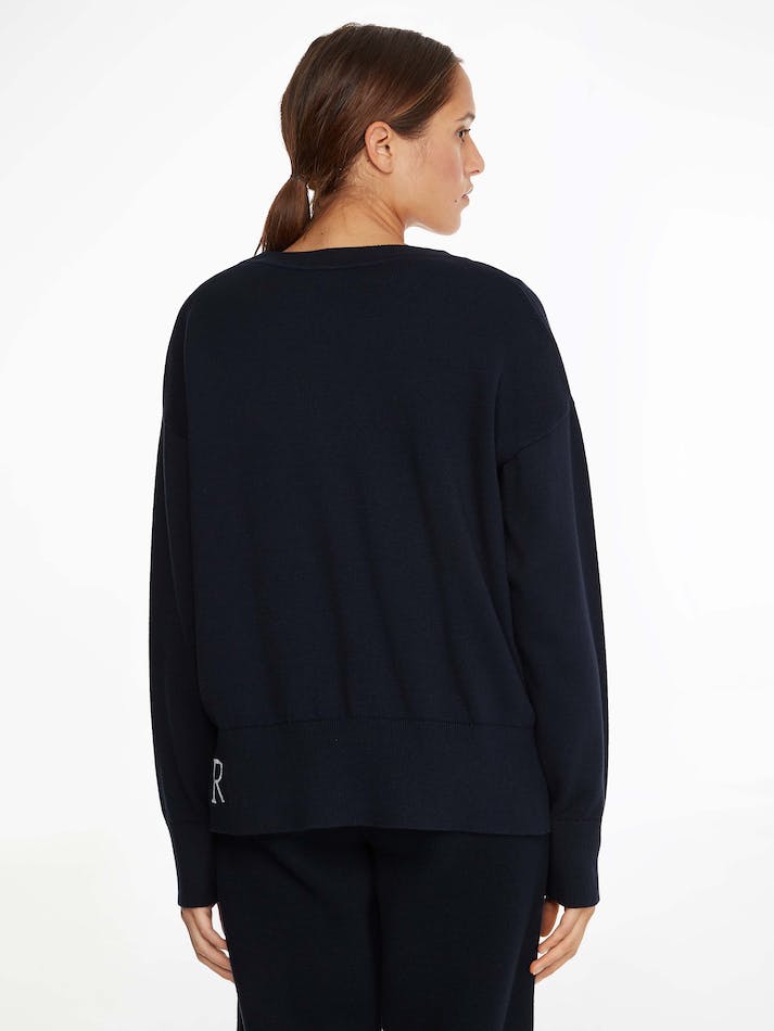 Tommy Hilfiger Logo Organic Cotton Women's Jumpers Blue | YDwwGLmwYDn2