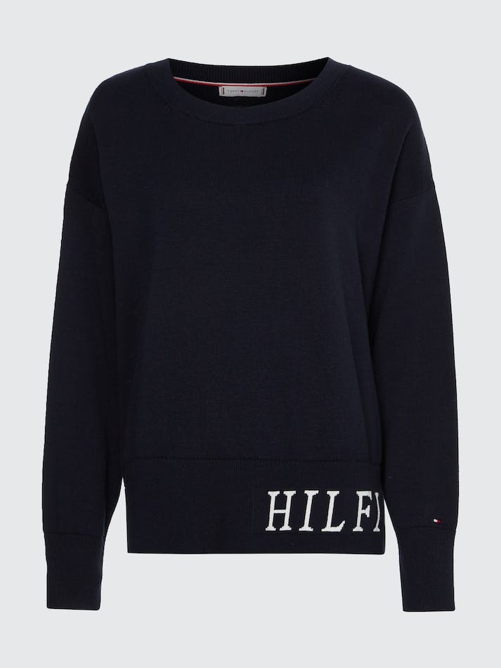 Tommy Hilfiger Logo Organic Cotton Women's Jumpers Blue | YDwwGLmwYDn2