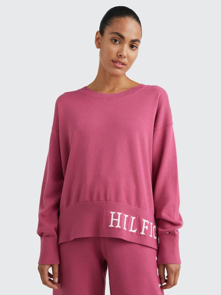 Tommy Hilfiger Logo Organic Cotton Women's Jumpers Rose Red | tkrNqkQyfttn