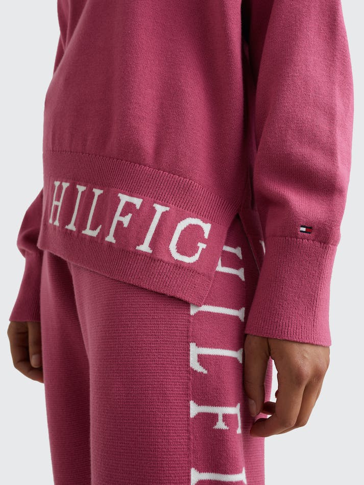 Tommy Hilfiger Logo Organic Cotton Women's Jumpers Rose Red | tkrNqkQyfttn