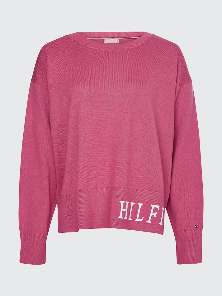 Tommy Hilfiger Logo Organic Cotton Women's Jumpers Rose Red | tkrNqkQyfttn