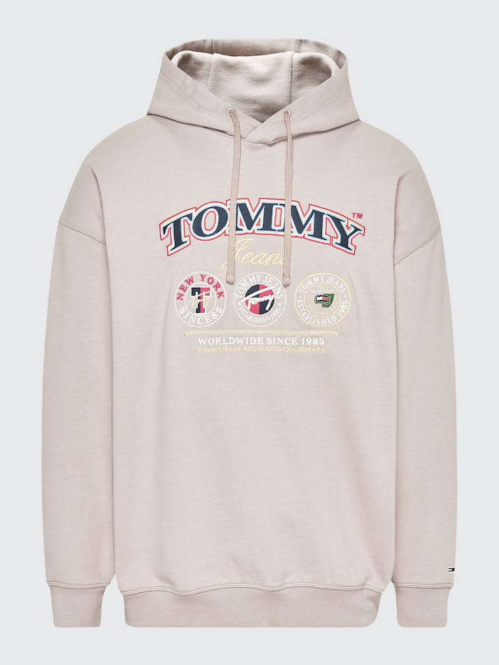 Tommy Jeans Logo Oversized Skater Men's Hoodie Grey | QeOmvEHAQuzZ