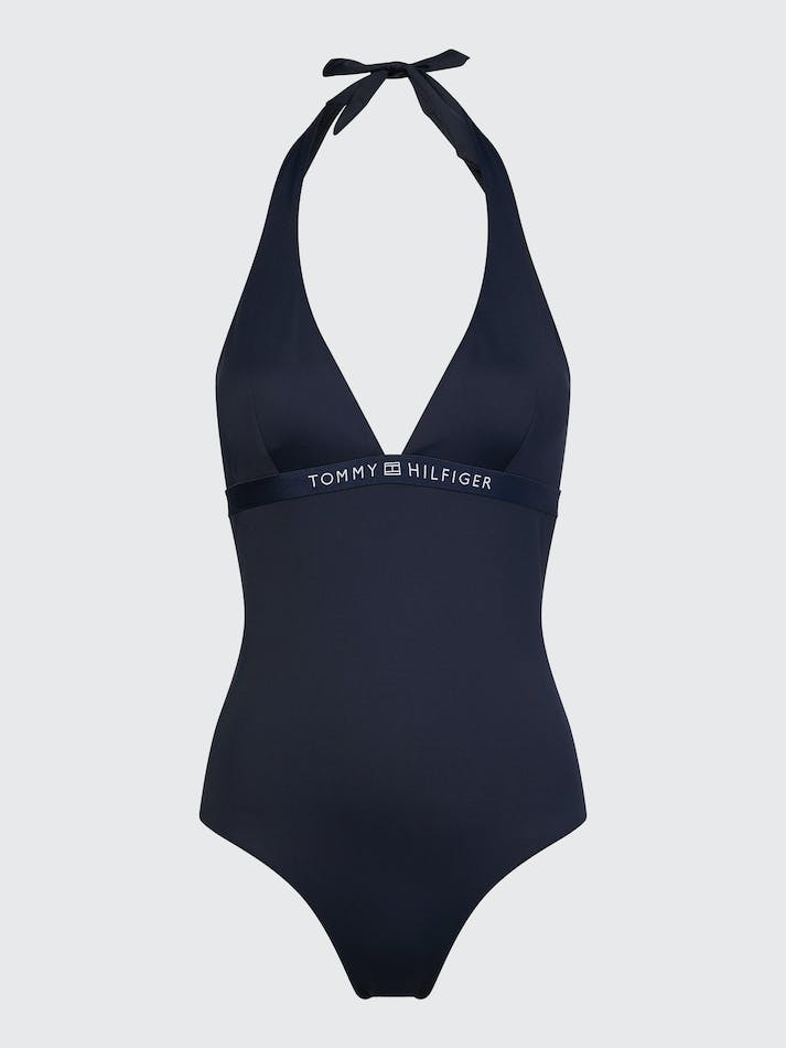 Tommy Hilfiger Logo Padded One Piece Women's Swimwear Blue | Ho1Bg7jBvQ2D