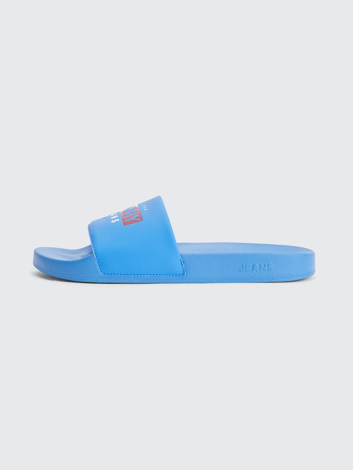 Tommy Hilfiger Logo Pool Men's Slides Blue | FtDt0WxadUhp