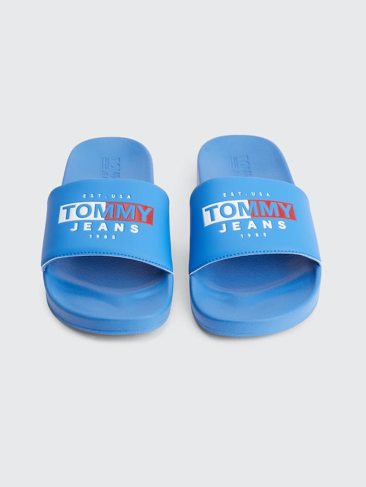 Tommy Hilfiger Logo Pool Men's Slides Blue | FtDt0WxadUhp