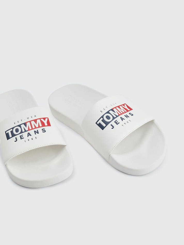 Tommy Hilfiger Logo Pool Men's Slides White | Me8A1XRmrO1F