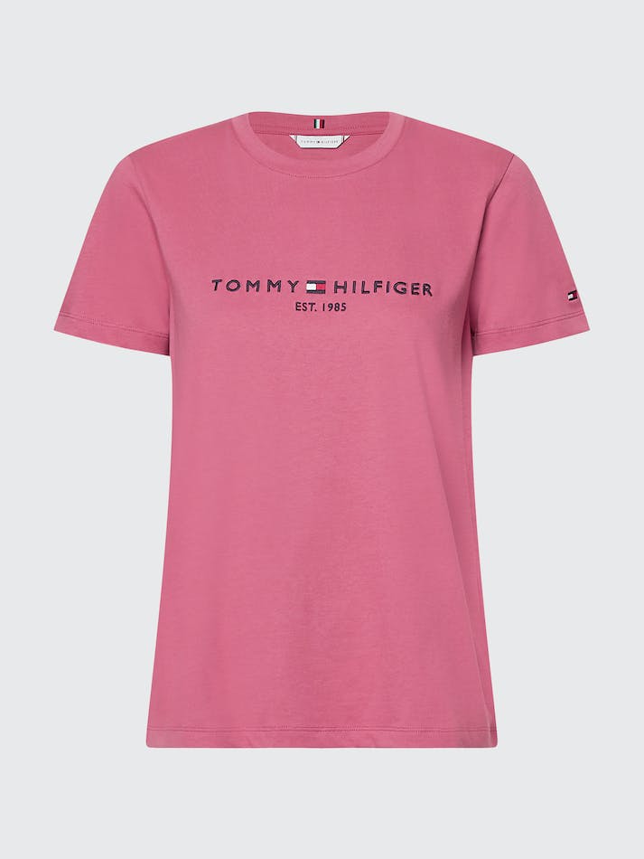 Tommy Hilfiger Logo Regular Fit Women's T Shirts Rose Red | gEy9dzN7odn1