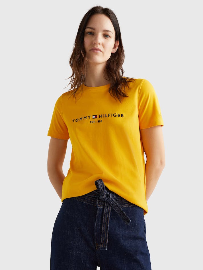 Tommy Hilfiger Logo Regular Fit Women's T Shirts Solstice | ky2Fi635pkj5