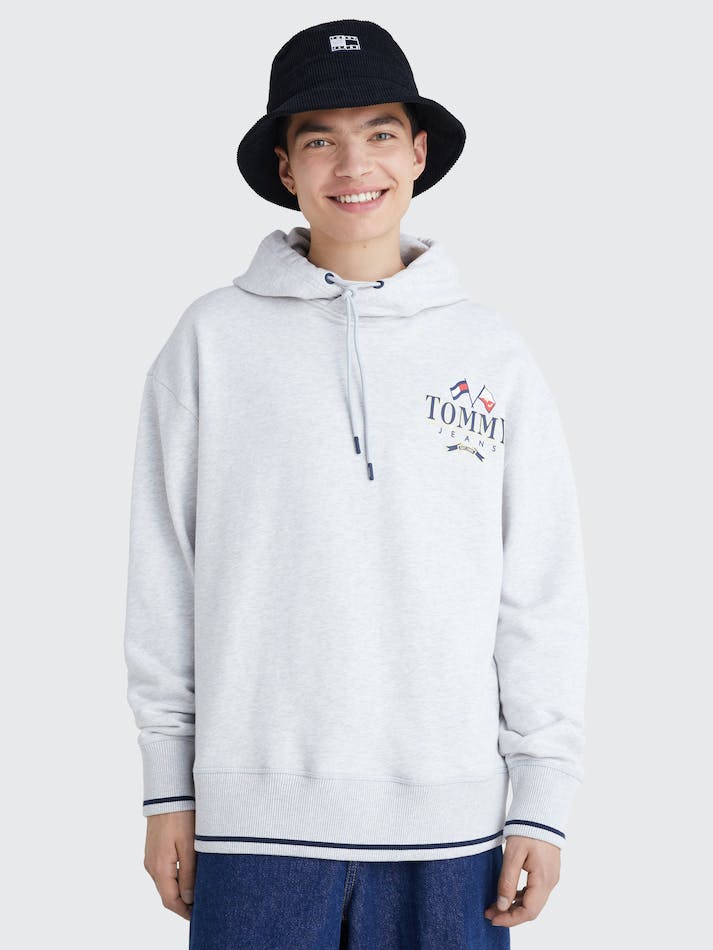 Tommy Jeans Logo Relaxed Fit Skater Men's Hoodie Silver Grey | 9n6JOLlTjauY