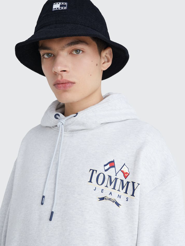 Tommy Jeans Logo Relaxed Fit Skater Men's Hoodie Silver Grey | 9n6JOLlTjauY