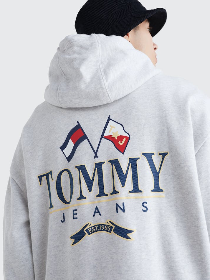 Tommy Jeans Logo Relaxed Fit Skater Men's Hoodie Silver Grey | 9n6JOLlTjauY